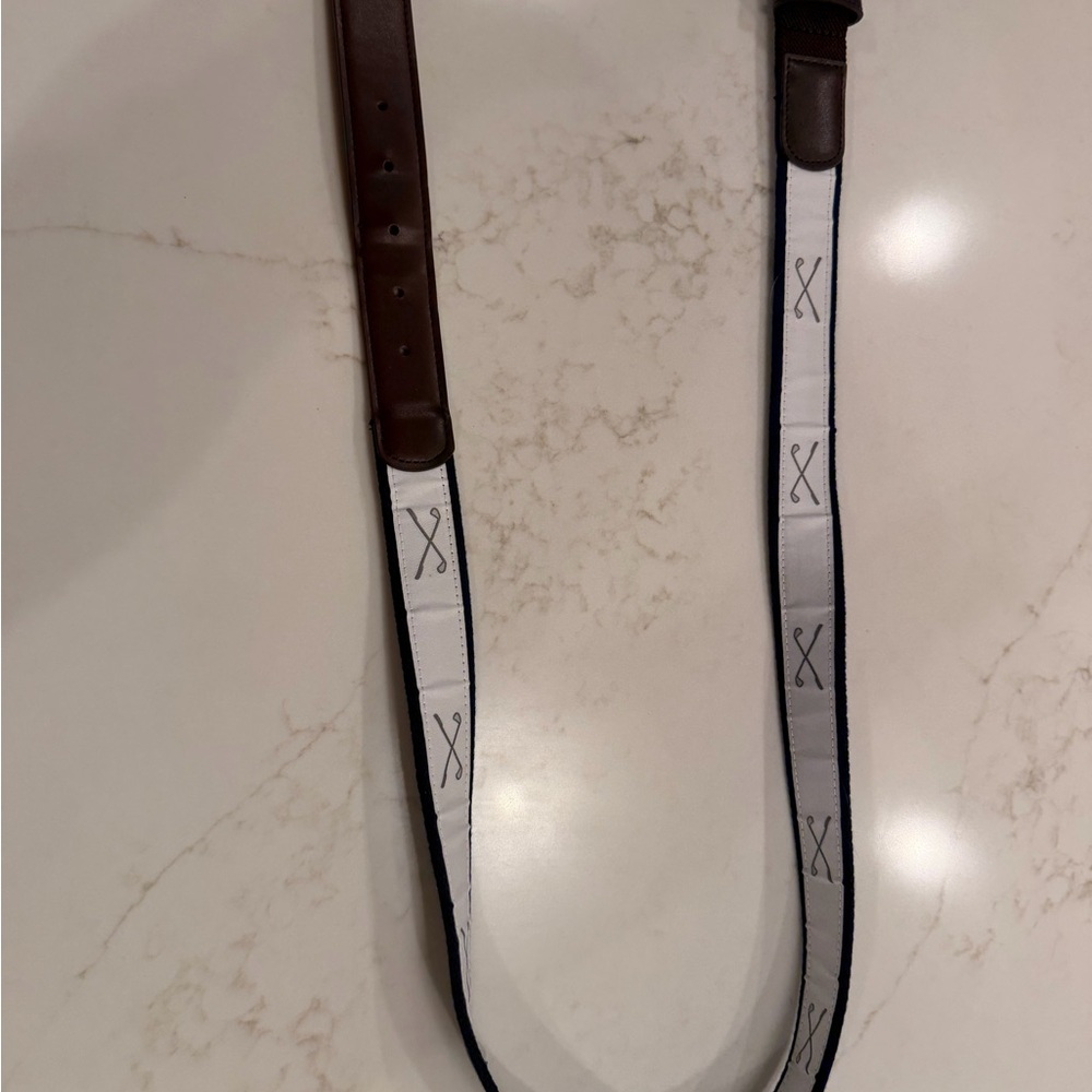 Vineyard Vines Golf Club Belt Men’s XL Canvas Leather Trim Preppy